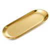 Qzakce Vassoio da Portata Ovale Cosmetici Vassoio Decorativa Vassoi per Gioielli in Acciaio Inox Organizzatore per Candele Caffe Dessert Cosmetici Rossetti Profumi, Oro