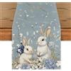 Artoid Mode Ortensia coniglietto fiori foglie pasquali runner da tavolo, primavera cucina decorazione per interni, vacanze, feste, 40 x 140 cm
