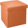 INTIRILIFE Pouf Pieghevole 30x30x30 cm in Orange MANDARINI - Cassapanca Cubo Contenitore Imbottito de Tessuto a l'Ottica Lino con Coperchio - Ottomane Poggapiedi Sgabello Panca Poltrona