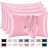 lazzaro home feel the difference Lazzaro - Confezione da 4 federe in raso e seta, ipoallergeniche, per capelli e pelle, con chiusura a busta, ultramorbide, formato standard, colore: rosa, 50 x 75 cm