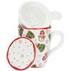 THUN SpA THUN Tisaniera Natale Tazza con Filtro in Ceramica con Soggetto Natalizio