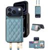 OCASE Custodia Portafoglio per iPhone 17 Pro Max, Custodia in Pelle con Cerniera, Porta Carte con Blocco RFID, con Tra Collo Regolabile Rimovibile, Antiurto Cover per iPhone 17 Pro Max - Blu Chiara