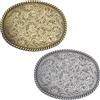 WEBEEDY Fibbia per cintura vintage in 2 colori con incisione floreale, fibbie per cintura western, fibbie per cintura da cowboy, costumi, jeans, uomo e donna, 8,4 x 6,5 cm, Argento, M