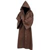 SINSEN Mantello Jedi con cappuccio, per adulti, costume da Obi Wan Kenobi, mantello da vampiro e maghi, uniforme medievale, per cosplay, per feste di Halloween, da uomo, marrone, taglia S