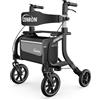 ZENBON Deambulatore per Anziani in Alluminio: Girello 4 Ruote con Seduta Rollator Leggero Pieghevole - Rollator Viaggio Regolabile in Altezza con Porta Bastone e Borsa della Spesa Rimovibile amovible (Nero)