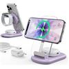 Mukiya Mag Safe - Caricatore per Apple Watch e iPhone, 3 in 1, compatibile con iPhone 17, 16, 15, 14, 13, 12, Pro Max/Air/Plus/Pro, per Apple Watch 10/9, Airpods 3/2/Pro, viola