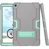 YEOU Custodia per Samsung Tab S5E T720/T725 (2019), resistente ibrido duro e resistente con rivestimento ibrido duro a tre strati, in silicone (grigio+acqua