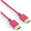 PureLink PI0505-010 Cavo di collegamento HDMI ad alta velocità (4K UltraHD (2160p), Ethernet, 18Gbps), HDMI-A maschio a HDMI-A maschio, certificato, senza alogeni, ultra piatto, 1.00m, magenta.