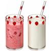PACKOVE Bicchiere in vetro alla fragola, con cannuccia, motivo fragola, per caffè latte