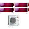 Mitsubishi CONDIZIONATORE MITSUBISHI KIRIGAMINE STYLE ROSSO QUADRI SPLIT MSZ-LN 9000+9000+9000+12000 BTU WIFI INVERTER MXZ-5F102VF3 A++