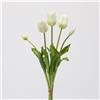 EDG Enzo De Gasperi Mazzo Tulipani con Foglie Artificiali 5 Fiori 48cm Bianco