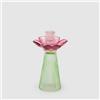 EDG Enzo De Gasperi Portacandela Flower 21x12cm Malva Verde Vetro