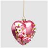 EDG Enzo De Gasperi Decorazione Pasquale Cuore da Appendere con Rose 12cm in Vetro Magenta