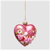 EDG Enzo De Gasperi Decorazione Pasquale Cuore da Appendere con Rose 10cm in Vetro Magenta