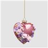 EDG Enzo De Gasperi Decorazione Pasquale Cuore da Appendere con Rose 10cm in Vetro Magenta Scuro