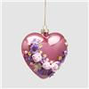 EDG Enzo De Gasperi Decorazione Pasquale Cuore da Appendere con Rose 12cm in Vetro Magenta Scuro