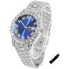 HALUKAKAH Orologio Diamanti Iced Out per Ragazzi Adolescenti - Placcato Platino, Quadrante Blu 42mm, Lunghezza 20cm, con Strumento di Regolazione - Scatola Regalo Dorata