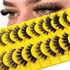 Heracks 10 paia di 5 stili misti Clear Band ciglia artificiali occhio di gatto, 15 mm soffici occhi di gatto russi Volume Lashes D Curly Wispy ciglia finte look naturale ciglia extension (mix)