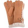 SNUGRUGS Guanti da donna in pelle di pecora con dettagli in lana e fibbia, marrone chiaro, taglia M, Marrone chiaro, M