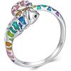 NewL Anello in argento Sterling 925 con camaleonte colorato, anello di design camaleonte, regalo da donna, Placcato oro
