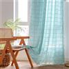 Sutuo Home Tenda a quadri bohémien per camera da letto, semi oscurante, in lino, con nappe, trattamento per finestre, drappeggio con ricamo bohémien, per decorazione della casa, tasca per asta, 1