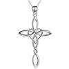 YAFEINI Collana con ciondolo a forma di croce, in argento Sterling, con nodo celtico religioso e cuore, idea regalo per donne e ragazze, 18*18, Argento sterling, Nessuna pietra preziosa
