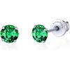 Limerencia G23 Orecchini Anallergici in Titanio con Zircone Cubica per Uomo Donna Bambina, Retro a Vite, Senza Nichel per Orecchie Sensibili (5mm, Verde)