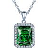 Yumilok Jewelry - Collana con smeraldo in argento 925 e cristallo sintetico verde Il quadrato decorato con zirconi gioielli eleganti regalo di Natale compleanno per donne e ragazze, vetro, Vetro,
