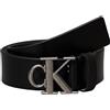 Calvin Klein Uomo Cintura Monogram Plaque 3,5 cm Cintura in Pelle, Nero (Black/Antique Silver), 120 cm