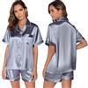 TeJoyce Pigiama Corto Estivo in Seta per Donna, Pigiami 2 Pezzi in Raso, Camicia a Maniche Corte con Bottoni e Pantaloncini, Abbigliamento Notte Elegante e Relax per Casa (Nero, XL)