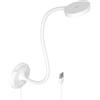 ENUOTEK Lampada da Lettura Bianca, Lampade da Parete con Braccio Flessibile Touch Dimmerabile con Base e Cavo USB da 1.8 Metri, 3 Colori di Illuminazione, Funzione di Memoria