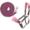 PFIFF 103103 - Set di 3 cavezze Sunny, con cavezze, Maglia e Frange, Personalizzabili, Colore: Marrone Rosa
