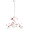 ONLI Lampadario 3 luci cameretta in Metallo Bianco con Farfalle dipinte in Rosa