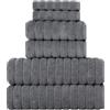 BERIBO Set di asciugamani turchi, 100% cotone (nuvola), 6 pezzi, 620 g/m² (grigio)