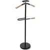 VERSA Cham Servo Muto Moderno e Multifunzionale, Appendiabiti Indossatore per Camera da Letto e Spogliatoio, Misure (A x L x l) 108 x 44 x 25 cm, Metallo, Colore Nero e Legno