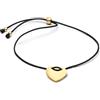 PANDORA 564420C01-2 - Cordoncino a forma di cuore inciso, in lega di metallo placcato oro 14 carati, dimensioni: 28 cm, colore: Nero