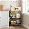 XIVIRACK Carrello da cucina (telaio nero + pannello nero, organizzatore mobile, ruote industriali (spazi piccoli), 3 livelli (40 x 60 x 84.7 cm)