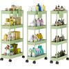 Shrivee Shirvee 3PCS Carrello con Ruote a 4 Ripiani Mobile Rotelle Salvaspazio Storage Rack Bagno Cucina per Portavivande Portafrutta (Verde)