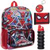 Marvel Spiderman Zaino scuola con bottiglia d'acqua e astuccio scolastico borsa pranzo or portachiavi portafoglio set di 4 pezzi regali per bambini, multicolore, 39 × 28 × 12.5 cm, Spiderman