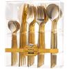 Decor Decorline Decorline - Set di posate in plastica robusta riutilizzabile - 40 pezzi - ciascuno con 16 forchette, 8 coltelli, 8 cucchiai e 8 cucchiaini da caffè/caffè - Noble Collection - Oro lucido