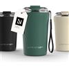 LARS NYSØM Tazza Termica per caffè 380ml - Caffè Mug Termica da Viaggio | Tazza Termica per Caffè da Viaggio - con Cinturino & Coperchio in Tritan - Tenuta Stagna Thermal Tazza - 4h Caldo e 8h Freddo