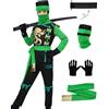 Dtiaagto Costume Ninja per bambini, costume da guerriero giapponese, Halloween per bambini, vestito Kung Fu, Natale, costume carnevale, 4-6 anni
