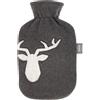 Fashy Borsa dell'acqua calda da 2,0 l, con rivestimento in pile e applicazione elaborata, grigio scuro