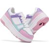 ANEFUN Scarpe a rotelle per ragazze ragazzi bambini con ruote rimovibili anteriori e posteriori, pattini a rotelle doppi, sneaker alla moda con ruote, Luna bianca, rosa, 2 Little Kid