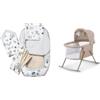 Medi Partners 5-Parti Nido per Bebè 100x60x15 Inserto Rimovibile Letto Cuscino Coperta bambini neonati & Kinderkraft Lettino da Campeggio LOVI, Culla a Dondolo, 0-15 Kg, Beige