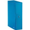 Leitz - Scatola portadocumenti con chiusura a bottone, Cartella progetti in cartone plastificato, Blu metallizzato, 24 x 35 x 10 cm, 39680036