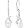 FJ Orecchini Perla Argento 925 Orecchini Pendenti Zirconia Cubica Gioielli Regalo Regalo per Donna Moglie Mamma