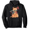 Gatti Alexamerch Giapponese Samurai Ninja Cat Kawaii Tattoo Graphic Felpa con Cappuccio, Unisex per Adulti, Navy, M