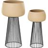 DRW Set di 2 vasi in metallo con gambe in nero, 54 x 27 x 27 cm
