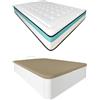 DUÉRMETE ONLINE Confezione Materasso viscoelastico Bio MAX + lettino in legno apribile ad alta capacità, bianco, 150 x 200